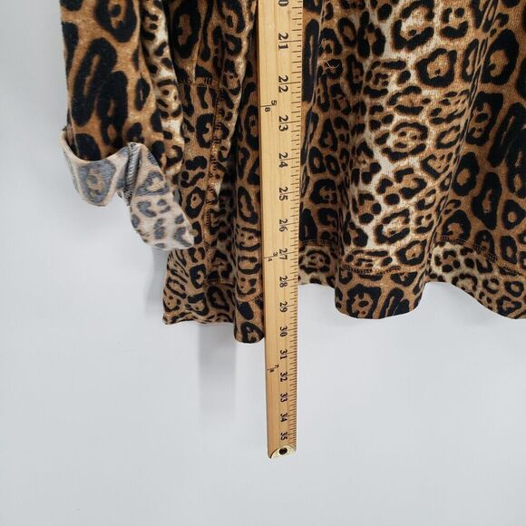 Umgee 2xl Leopard Print Sweater Womens Brown Black Cuffed Sleeve Oversized Boxy - Picture 7 of 12
